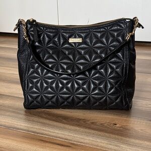 kate spade Black Quilted Leather Shoulder Hobo with Gold Hardware